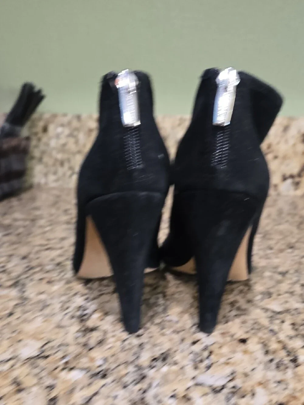 Vince Camuto Black Suede Peep-Toe Ankle Booties